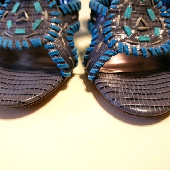 Charles David Blue Suede and Gray Tribal Heels - Picture 5 of 6